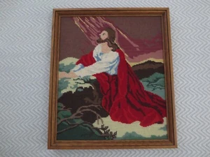 Vintage gerahmt JESUS IM GARTEN VON GETHSEMANE feine NADELSPITZE - 13" x 15" - Bild 1 von 4