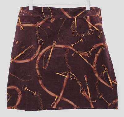 Falda corta de pana Talbots Petite, 20", patrón de bufanda marrón, talla 12P Foto 1 de 3