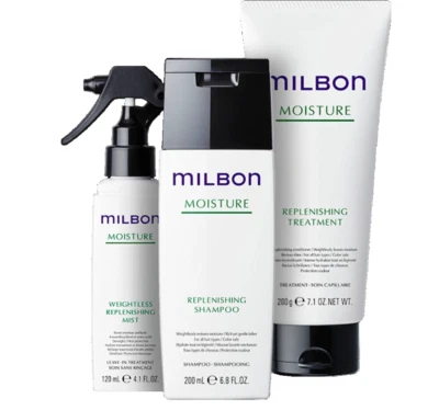 Milbon Moisture Replenishing Shampoo 200mL & Treatment 200g & Mist 120mL Japan - Image 1 of 4