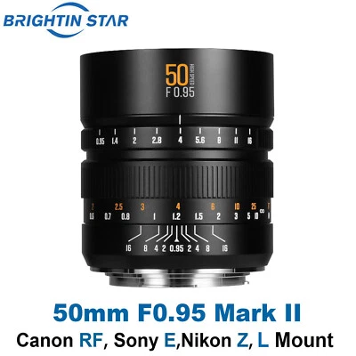 Brightin Star 50mm F0.95 II Full Frame Lens For Canon RF Sony E Nikon Z L Mount - Image 1 of 4