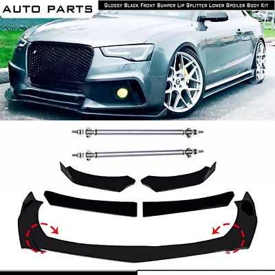 For Audi A5/S5/RS5 Front Bumper Spoiler Lip Splitter Body Kit Glossy Black — 第 1/4 张图片