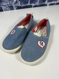 Disney x Junk Food Kids Toddles Sz 2 Mickey & Minnie Mouse Slip On Shoes Blue - Picture 1 of 8