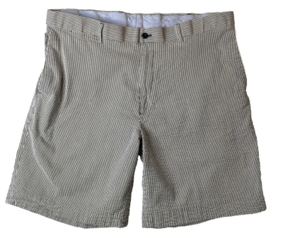 Pantalones Cortos Louis Raphael Rosso Seersucker Algodón Rayas Gris Claro Para Hombre Talla 38" Foto 1 de 4