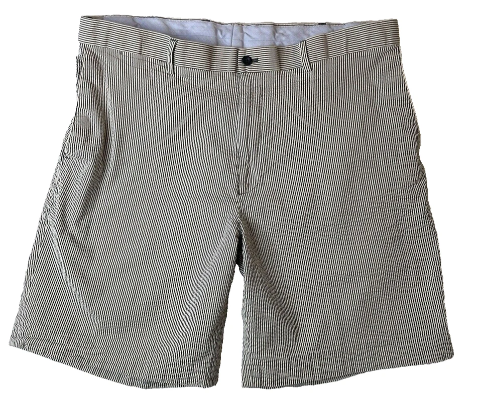 Pantalones Cortos Louis Raphael Rosso Seersucker Algodón Rayas Gris Claro Para Hombre Talla 38" Foto 1 de 4