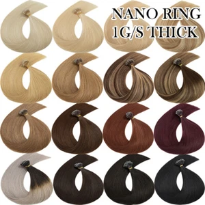 THICK 1G/S Nano Ring Tip Human Hair Extensions Double Drawn Russian Remy Hair - Picture 1 of 50