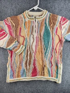 COOGI Classic Australia Sweater Women Knit Intricate Colorful 1/4 Zip Small Art - Picture 1 of 19