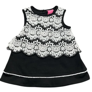 Abito Isaac Mizrahi bambina nero bianco pizzo overlay taglia 2T. Semplicemente bellissimo! - Foto 1 di 10