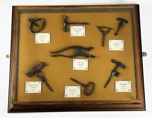More details for antique corkscrew collection in glass display case- irish holborn champagne tap