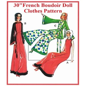 30" French Boudoir Roaring 20s Doll Clothes Vintage Sewing Pattern - Picture 1 of 6