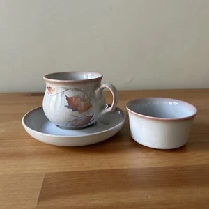 Preciosa taza y platillo de gres Denby vintage y tazón pequeño - Imagen 1 de 9