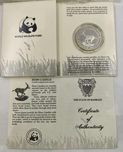 Bahrain 5 Dinars 1986 AH1406 Silber PP WWF Gazelle mit 2 Zertifikaten - Bild 1 von 5