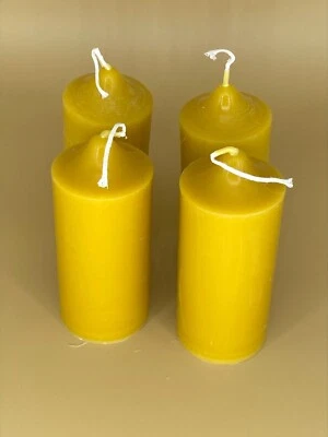Handmade (4Pack) 100% Pure Beeswax Pillar Candles 100% Cotton Wick | Medium 4 In - Image 1 of 3