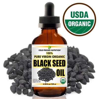 3 LEAF NATURAL 100% Pure Virgin CERTIFIED Organic Black Seed Oil Edible Cold Pressed Cumin 4oz