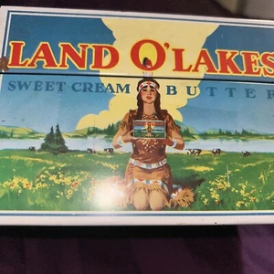 Vintage LAND O LAKES Sweet Cream Butter Metal Recipe Box with Orginal Cards - Picture 1 of 5