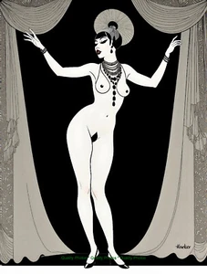 Josephine Baker bailando en el escenario 8,5x11" impresión fotográfica estilo arte Beardsley/Harker - Imagen 1 de 1