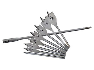 Juego de brocas de madera planas de 8 piezas con eje de extensión - Imagen 1 de 4
