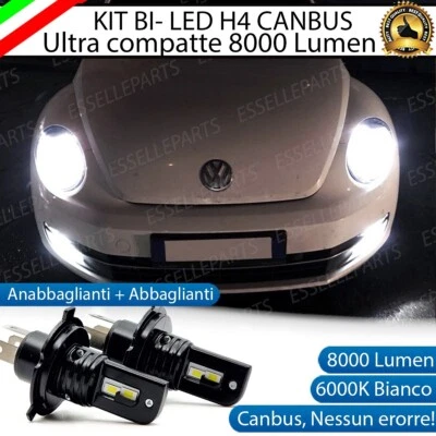 KIT LED H4 6000K PER VW BEETLE MAGGIOLINO ALTA LUMINOSITA' NO AVARIA XENO XENON - Immagine 1 di 4