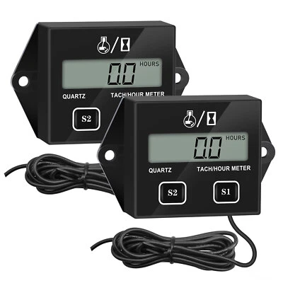 2pcs Digital Hour Meter Tachometer Maintenance Reminder User Shutdown Lawn Mower - Image 1 of 4