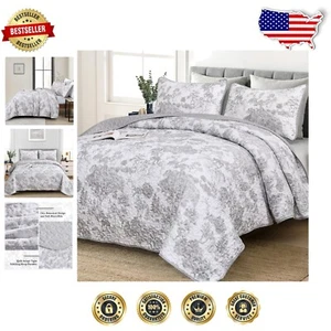 Soft Lightweight Botanical Quilt Set - California King, Perfect for Any Season - Picture 1 of 9