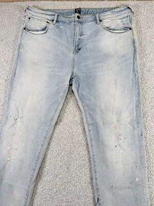 PRPS Jeans Men's 42x32 Bleach Light Blue Warlock Skinny Stretch Paint Splatter - Picture 1 of 7
