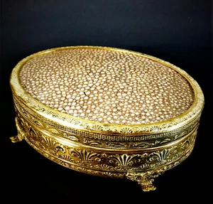 FINE QUALITY FRENCH 19th. CENTURY SHAGREEN & GILT BRASS TRINKET BOX - Picture 1 of 9