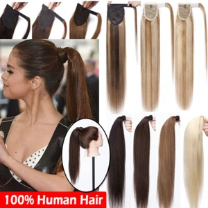 Extensiones de cabello Remy envolventes de cola de caballo 95 gr blanqueador ombre 14"-20 pulgadas de largo L6 - Imagen 1 de 22