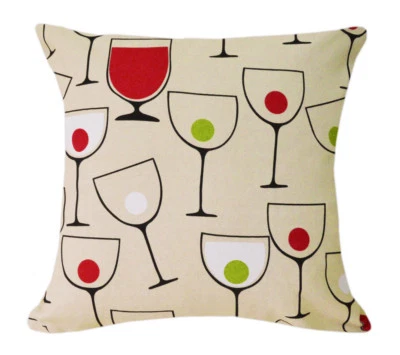 AL208a Wine Martini Glass Lime Cotton Canvas Cushion Cover/Pillow*Custom Size - Image 1 of 4