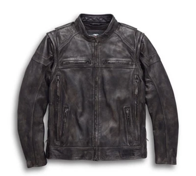 Men's Dauntless Convertible Biker Leather Jacket Vest Treva Cowhide Motorcycle - Image 1 of 4
