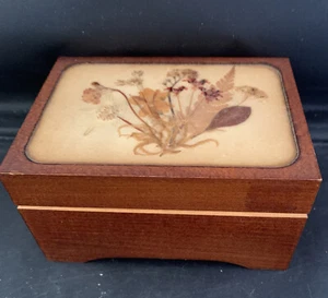 Reuge Romance Swiss Trinket Music Box Wooden Pressed Flower Plays Edelweiss - Picture 1 of 4