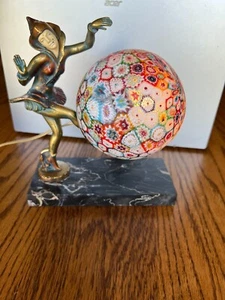 Vintage Art Deco Gerdago Pixie Harlequin Lamp With Murano Millefiori Glass Globe - Picture 1 of 24