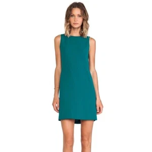 Vince Dress 8 Cassic Crepe Shift Petroleum Teal Pockets Sleeveless Lined - Picture 1 of 13