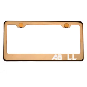 Rose Gold Chrome License Plate Frame A8 LL Laser Etched Metal Screw Cap - Bild 1 von 8