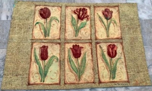 Arazzo francese vintage decorazione camera da letto medievale floreale da appendere a parete 135x88 cm - Foto 1 di 9