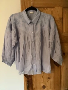 Damart -Lightweight. 3/4 Length Bell Sleeve. Embroidered. Light Blue Shirt - 12 - Picture 1 of 12