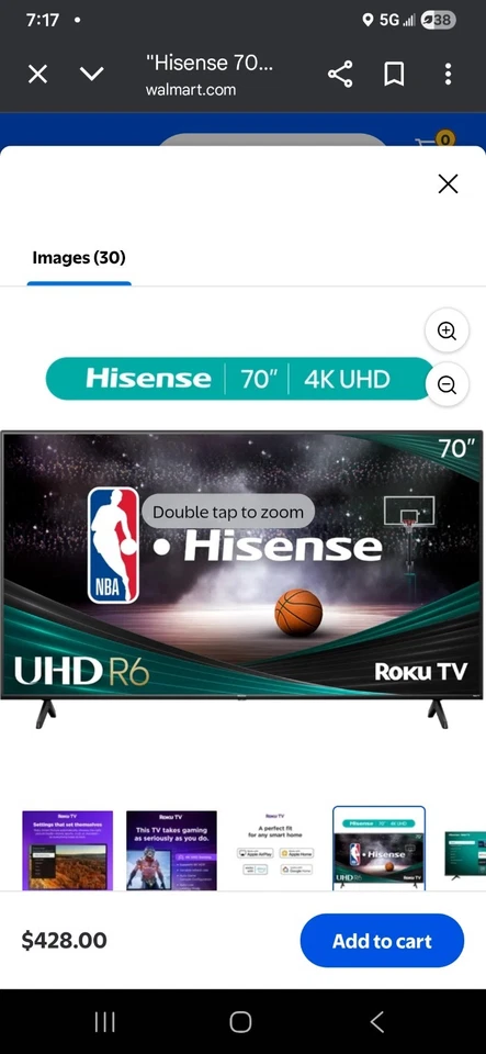 Hisense 70" pulgadas 4K LED Roku Smart TV Dolby Vision HDR Ultra HD R6 *Viernes Negro Foto 1 de 4