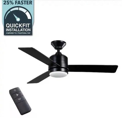 Hampton Bay 52192 Castlegate 44 in. LED Indoor Matte Black Ceiling Fan w/Remote - Image 1 of 4