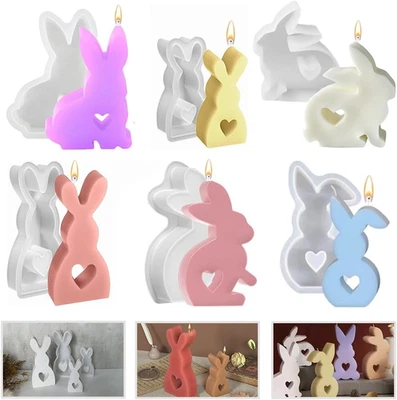 6 Stück 3D Silikonform Hase, Gießform Für Ostern, Backform Und Kerzenhalter - Bild 1 von 4