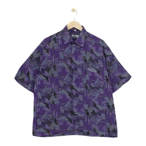 Vintage Christian Dior Silk Shirt Mens Size L Purple Patterned Short Sleeve - Picture 1 of 15