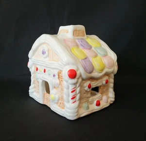Vintage JASCO Lebkuchenhaus Keramik Teelichthalter HOME FOR THE HOLIDAYS - Bild 1 von 10
