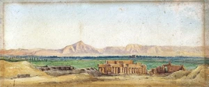 Egyptian Temple - Orientalist Art - Small Watercolour Painting - 19th Century - Picture 1 of 8