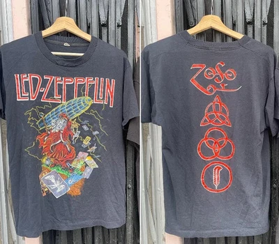 RETRO Led Zeppelin Zoso band 90s Unisex short sleeve black T shirt All Size S-5X Foto 1 de 4