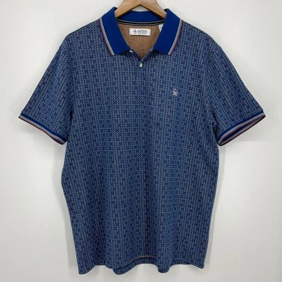 Penguin Polo Shirt Men's Size XL Blue Geometric Print Logo Cotton Blend - Image 1 of 4