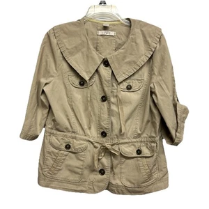 Ann Taylor LOFT Jacket Women Size LP Beige Button Cargo Pocket - Picture 1 of 8