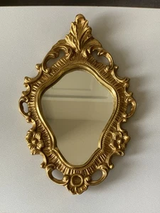Vintage Carved Gold Giltwood Wall Mirror Baroque Rococo Florentine 13” x 7" - Picture 1 of 11