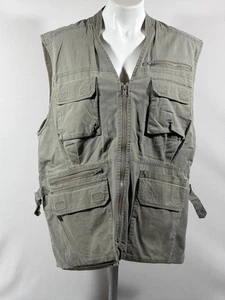 LL Bean Outdoor Vest Mens Large Green 100% Cotton Mesh Lined Full Zip - Picture 1 of 24