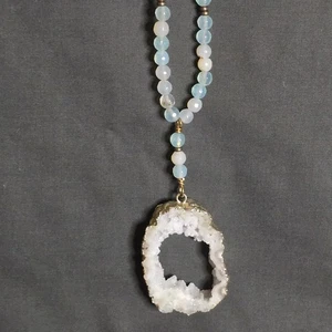 Kristall Druzy Achat Geode Anhänger Halskette - Bild 1 von 9