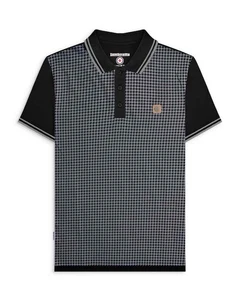 Lambretta Houndstooth Polo Black / Iron - Picture 1 of 3