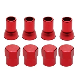 Eye Catching Car Red Aluminum Tire Wheel Stem Air Valve CAP & Sleeve Accessory - Picture 1 of 11