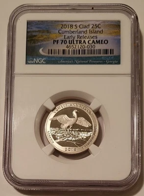2018 S Clad Cumberland Island NP ATB Quarter Proof PF70 UC NGC ER (B) - Image 1 of 2