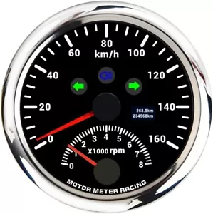 W PRO 85mm GPS Speedometer & Tachometer 160 KMH Turn Signal High Beam Waterproof - Picture 1 of 11